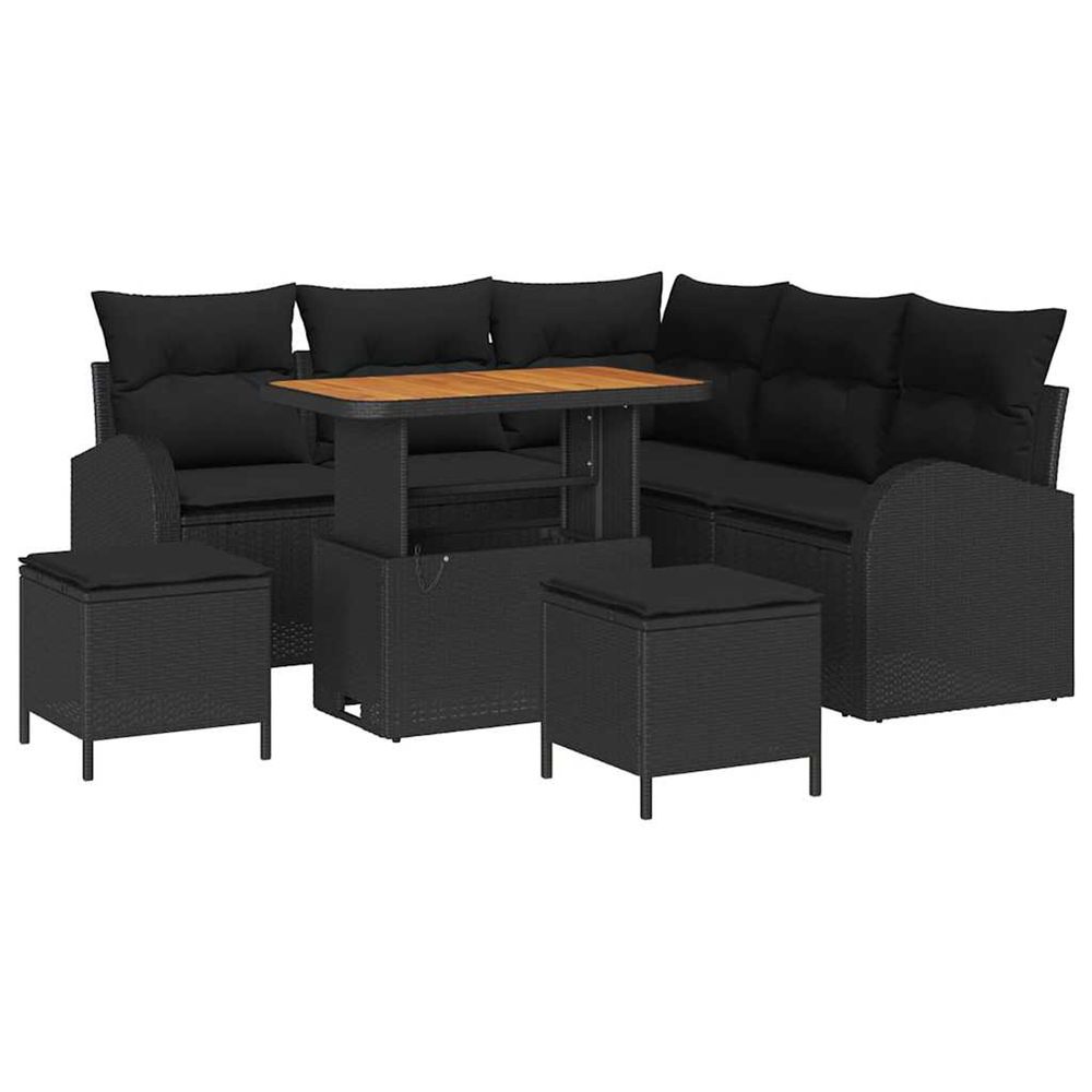 Ensemble de canapé de jardin 8 pc 7-nombre de places noir