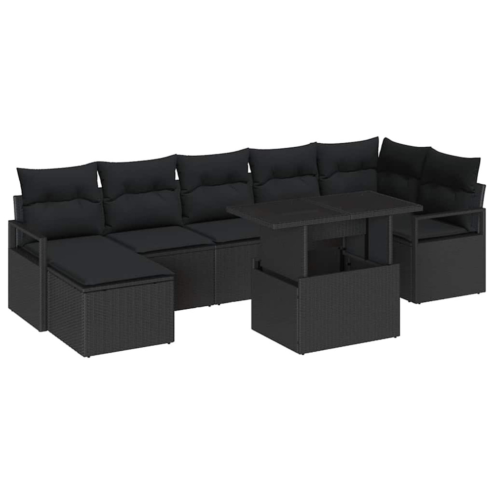 Ensemble de canapé de jardin avec stockage 8 pcs noir polyrotin