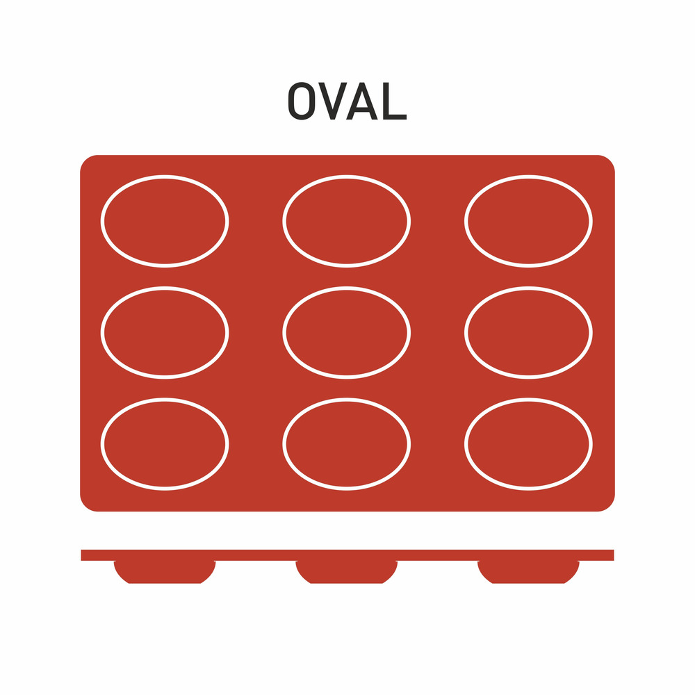 Moule silicone 9 ovales 70x50 mm - pujadas