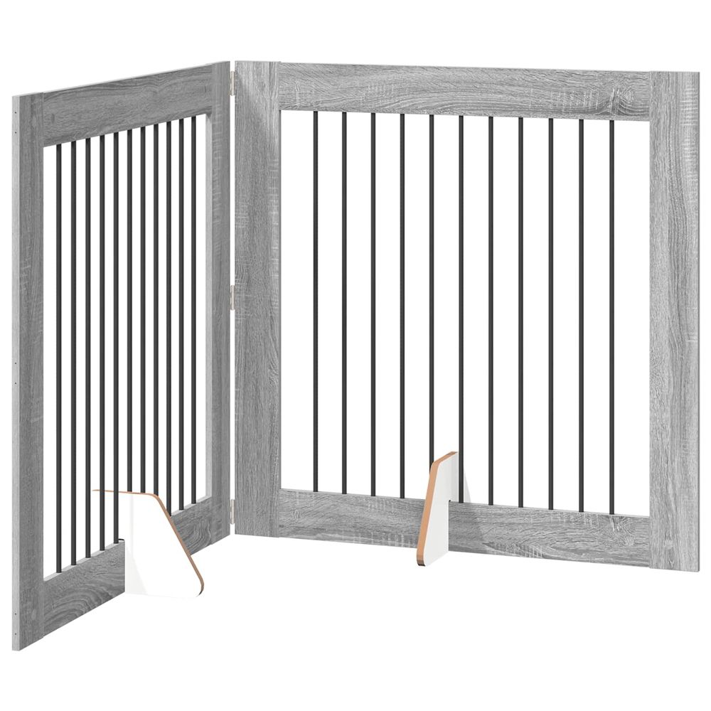 Porte de chien pliable avec supports 2 pcs sonoma gris 200,5 cm