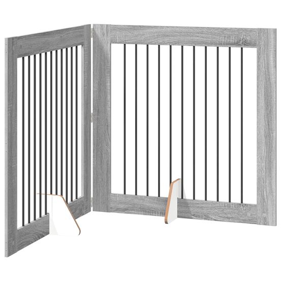 Porte de chien pliable avec supports 2 pcs sonoma gris 200,5 cm