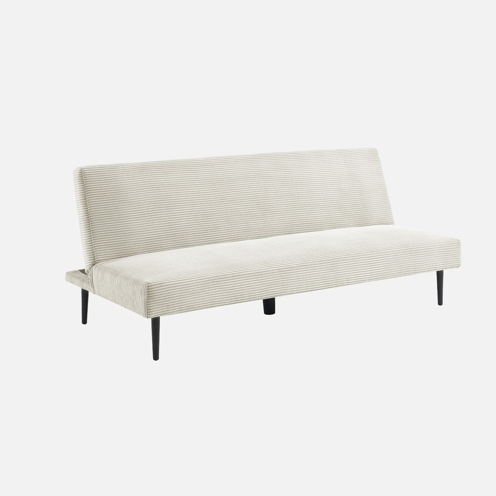 Canapé banquette convertible 3 places velours côtelé piétement métal l 180 x p 100 x h 74,5 cm - max