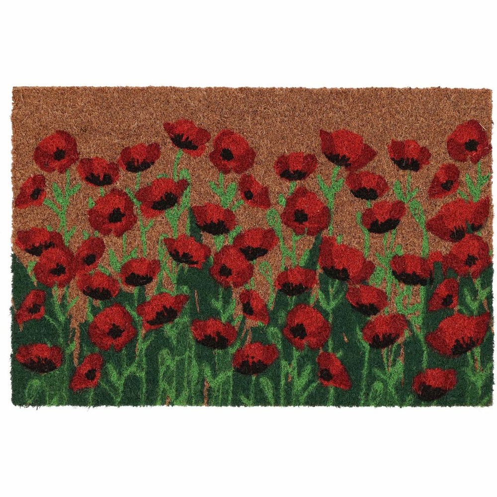 Paillasson en coco et pvc 60 x 40 cm coquelicots