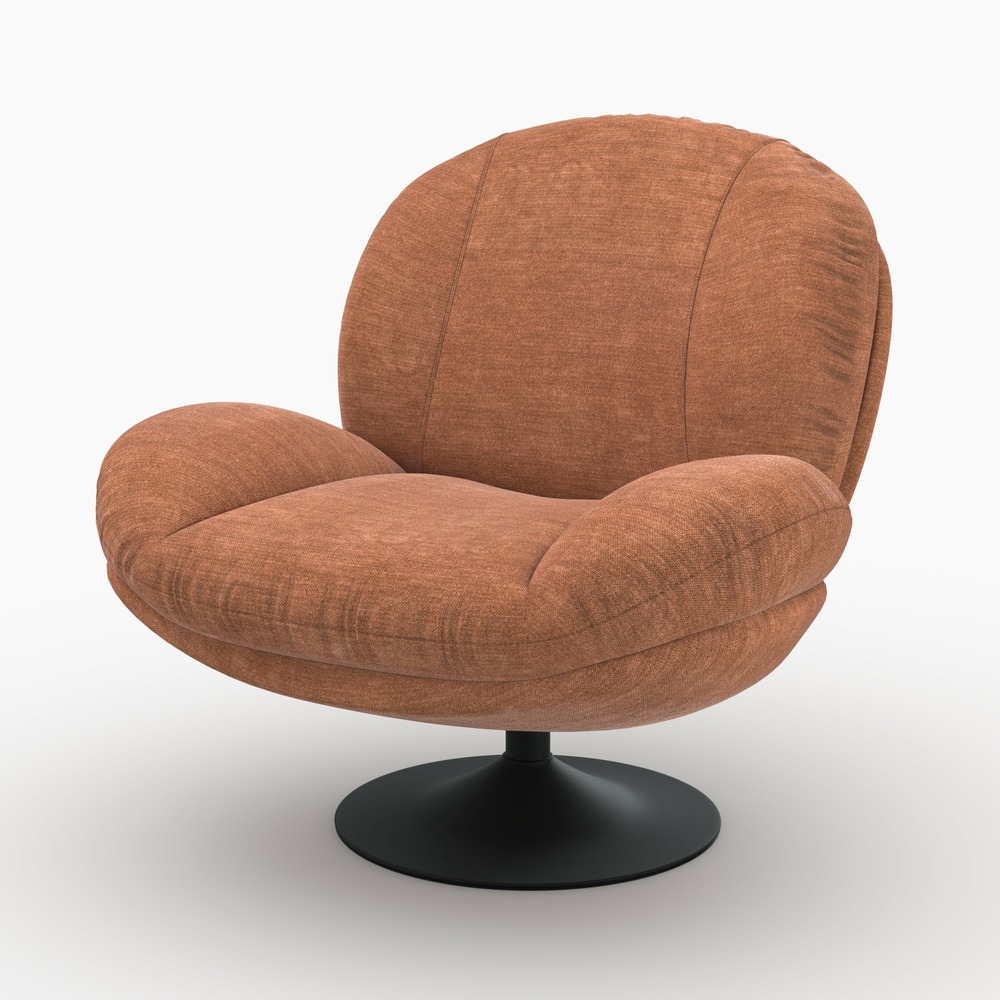Ricci-fauteuil pivotant en tissu effet velours marron