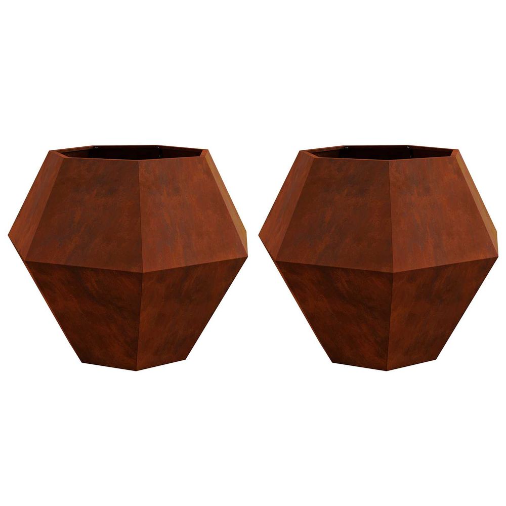 Jardinière d'extérieur 2 pc rouillé 100 x 100 x 80 cm acier patiné