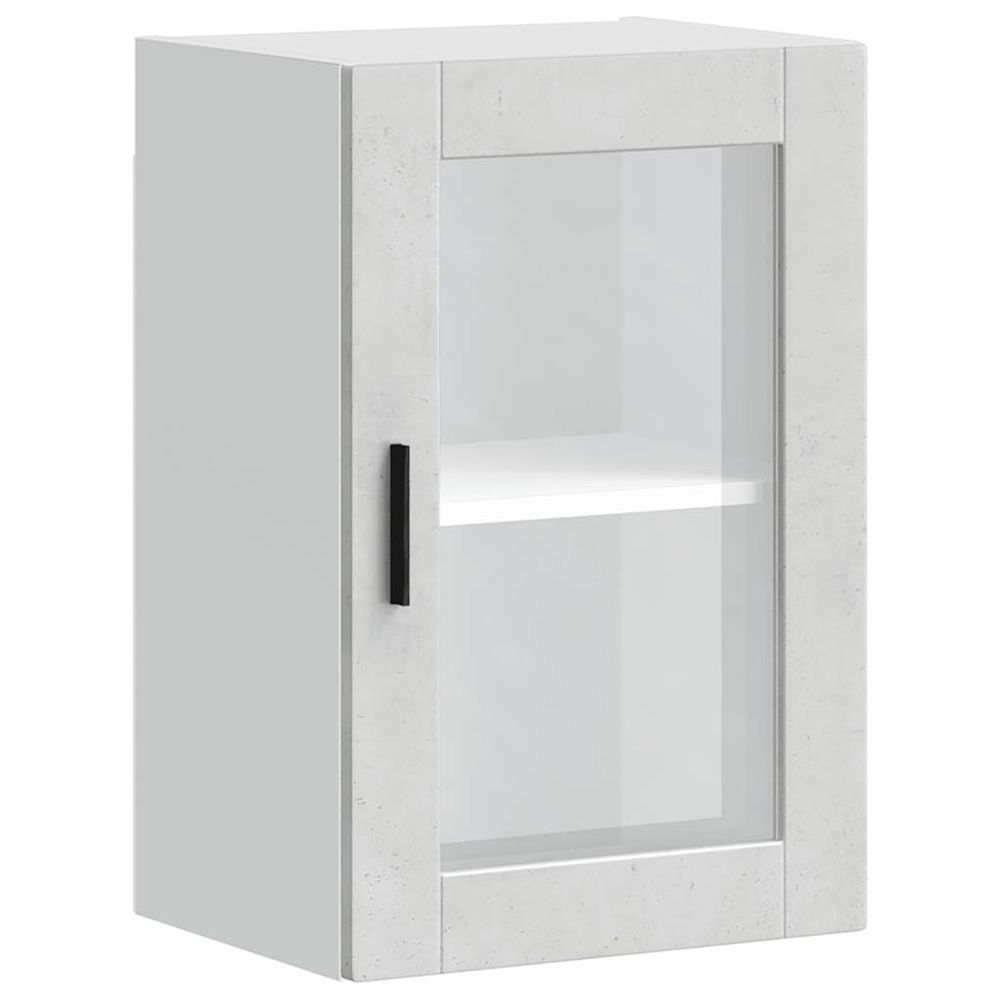 Armoire murale de cuisine avec porte en verre porto gris béton