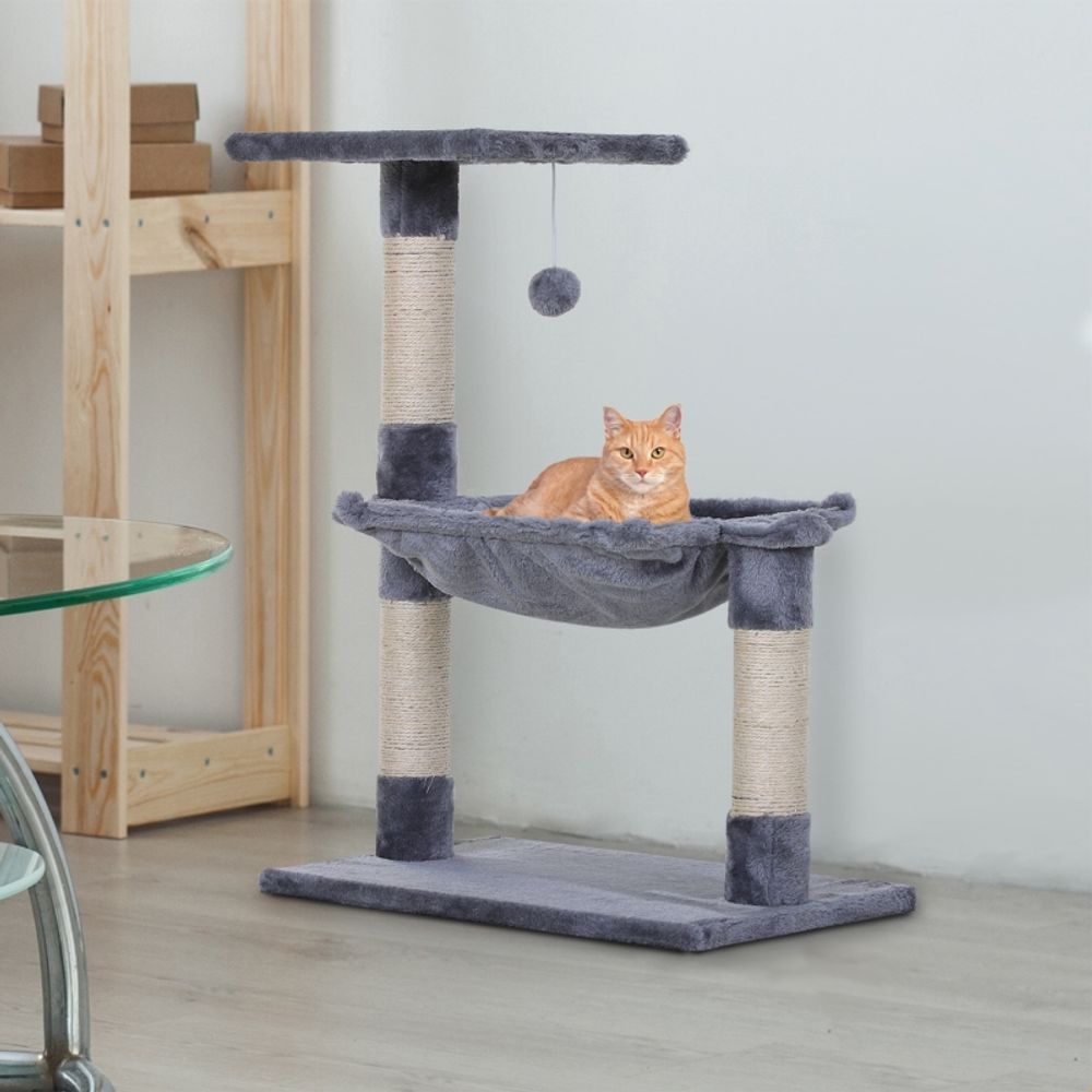Arbre à chat compact avec hamac en peluche et poteaux à griffer en sisal – comfortxl pet living