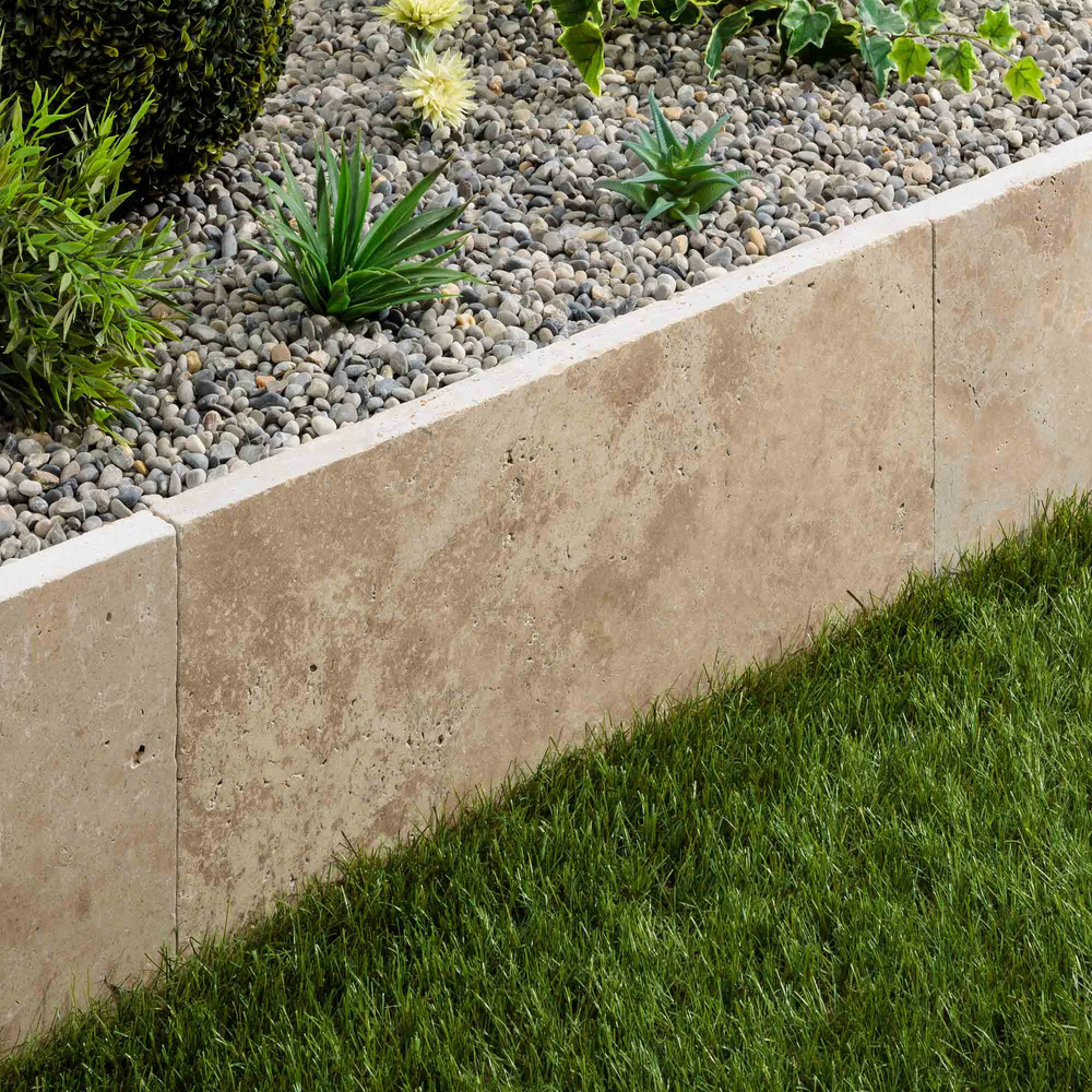 Bordure de jardin travertin beige nuancé 61x33x3 cm (à l'unité) - ro'ma nature