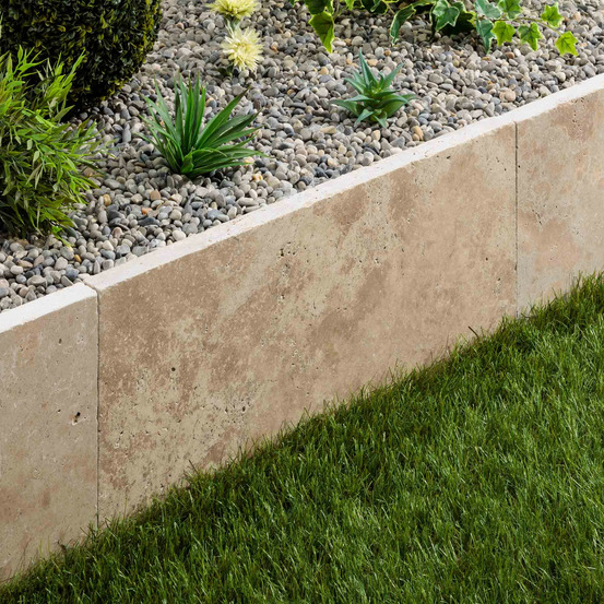 Bordure de jardin travertin beige nuancé 61x33x3 cm (à l'unité) - ro'ma nature