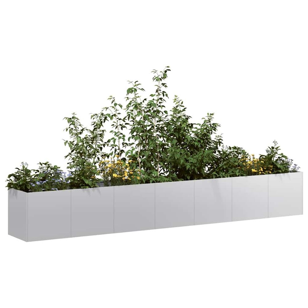 Jardinière rectangulaire acier galvanisé pour jardin argenté 280x40x40 cm