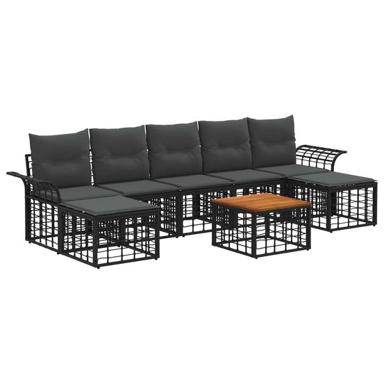 Ensemble de canapés d'extérieur 8 pc noir et gris foncé