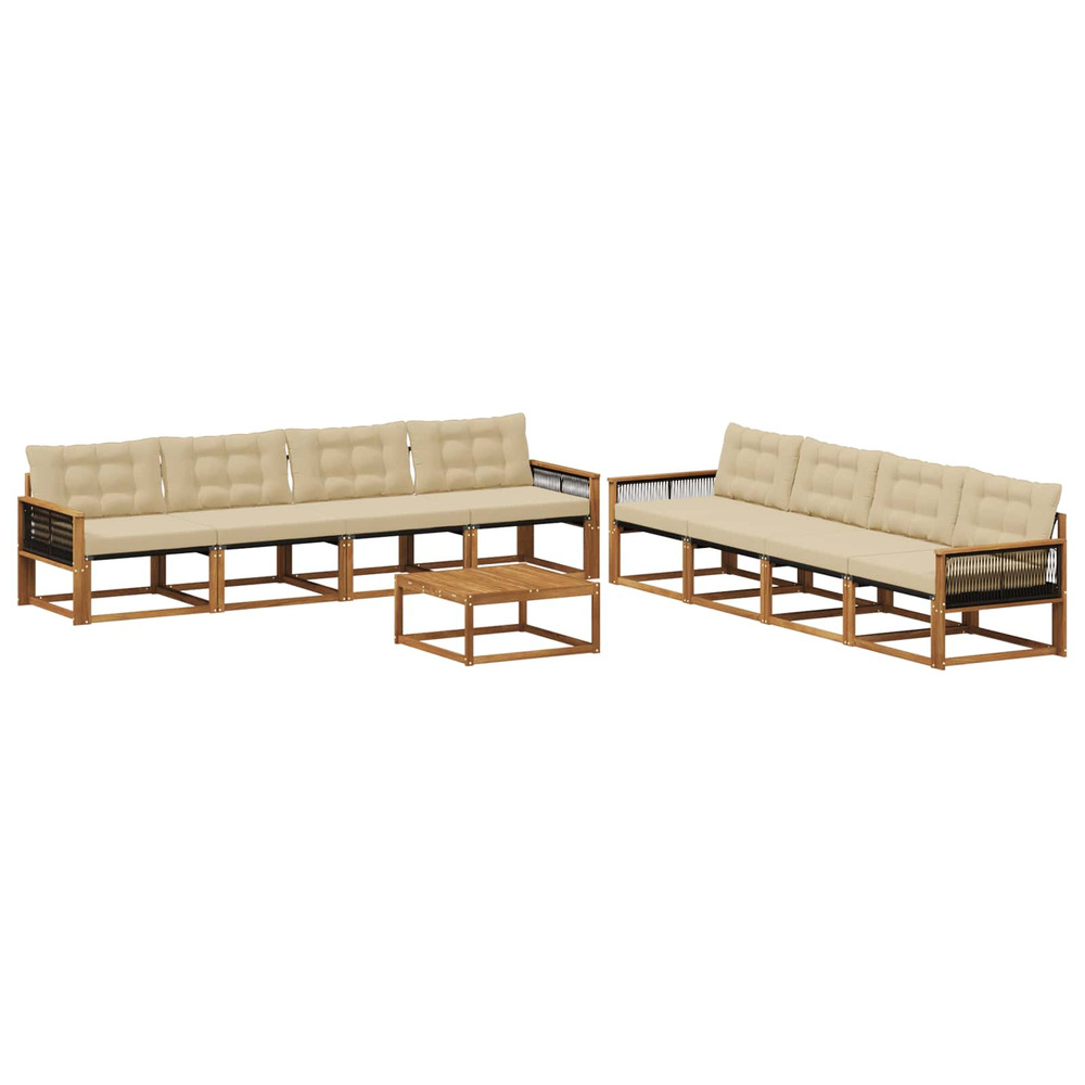 Ensemble de canapés d'extérieur 9 pcs naturel et beige