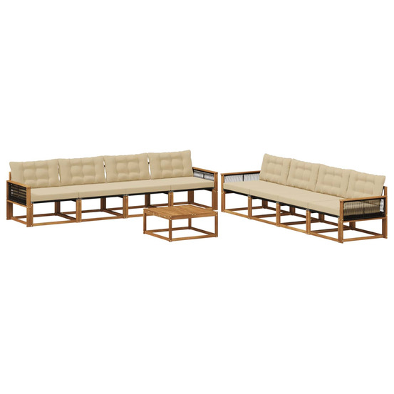 Ensemble de canapés d'extérieur 9 pcs naturel et beige