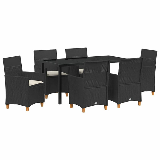 Ensemble de salle à manger pour jardin 7 pcs noir polyrotin