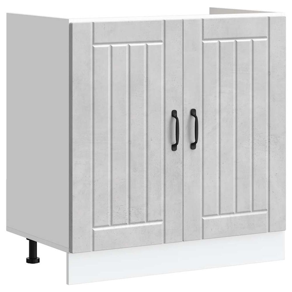 Meuble de base de lavabo lucca gris béton bois ingénierie