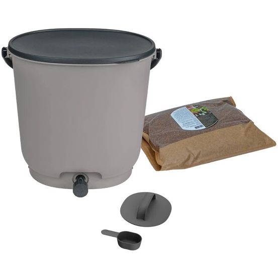 Composteur bokashi essential – 15,3 l – gris clair – activateur inclus