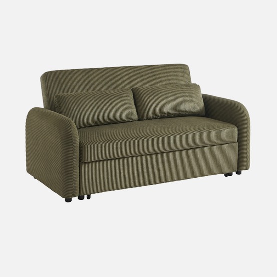 Canapé convertible arrondi 2 places velours côtelé l 168 x p 90 x h 88cm - lino