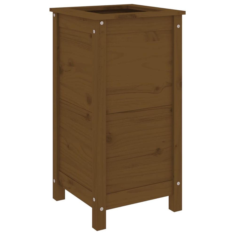 Jardinière marron miel 40x40x78 cm bois massif de pin