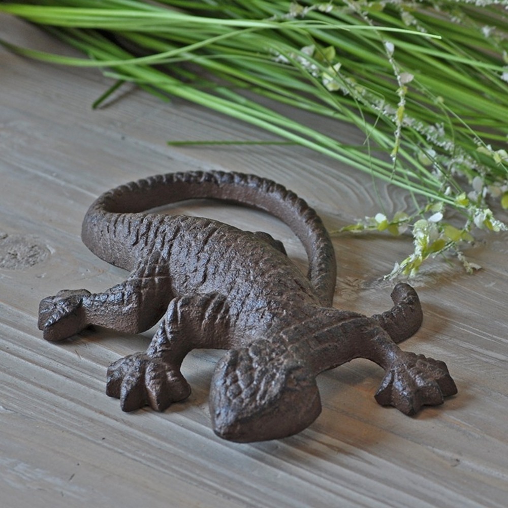 Grosse salamandre déco fonte 10x15cm