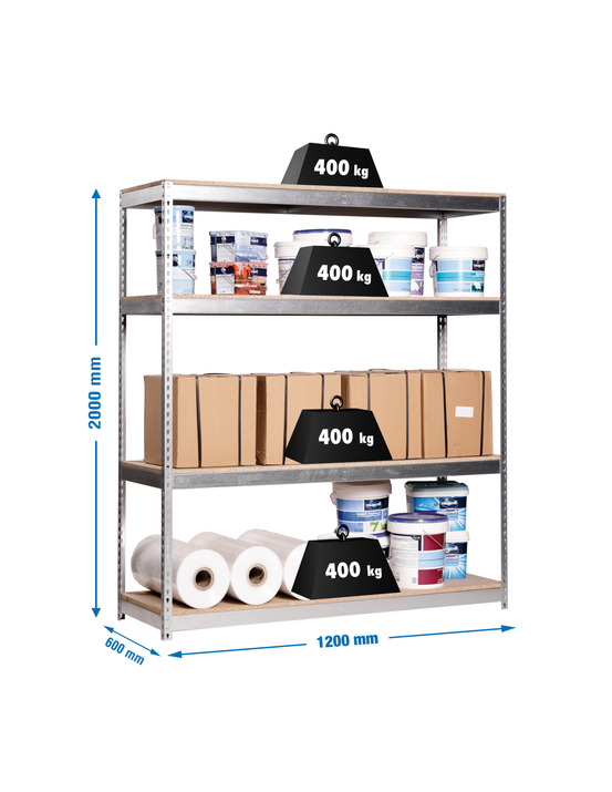 Etagère sans vis ecoforte 1206-4 chipboard gris/bois gris/bois 2000x1200x600 - simonrack