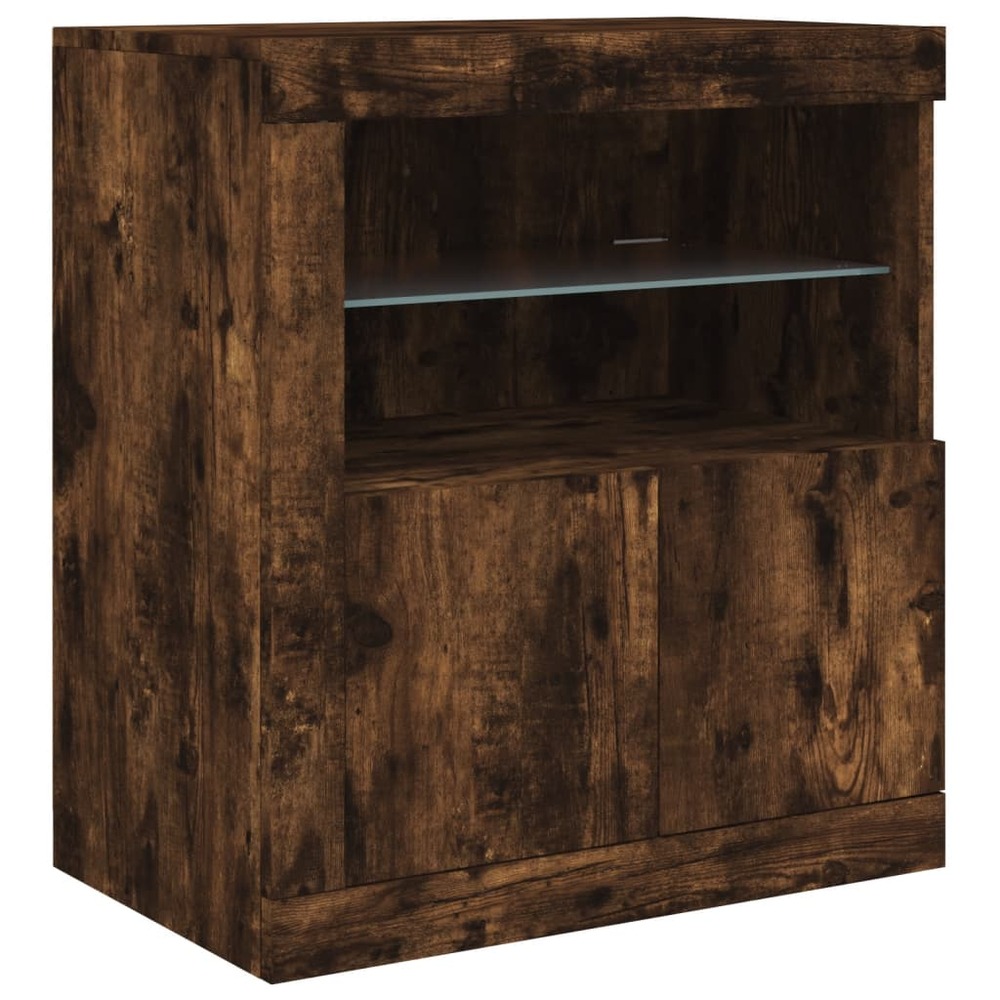 Buffet bahut commode armoire meuble de rangement organisateur cuisine salle de séjour salon avec lumières led 60,5 x 37 x 67