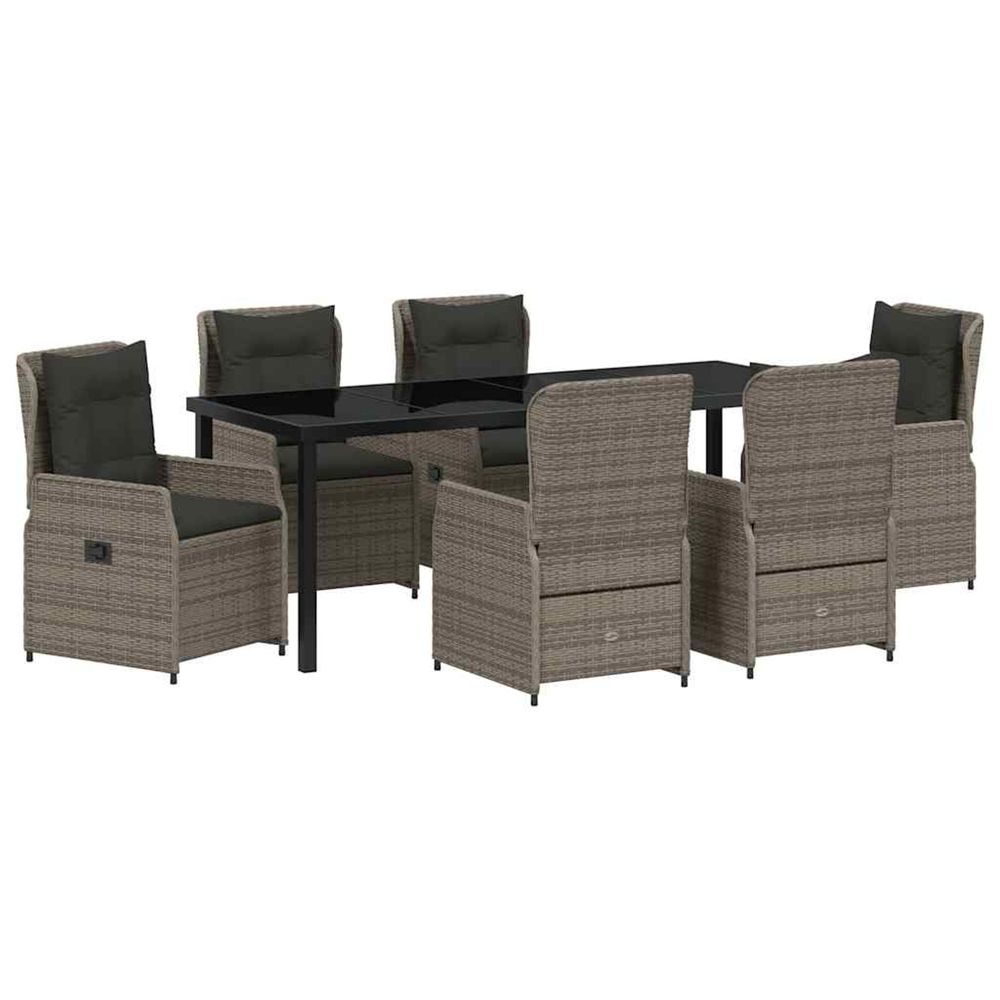 Ensemble de salle à manger pour jardin 7 pc gris polyrotin