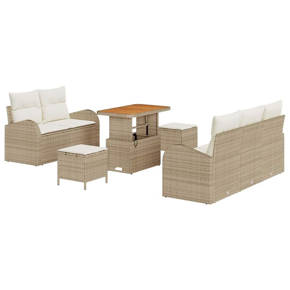 Ensemble de canapé de jardin 8 pc beige polyrotin