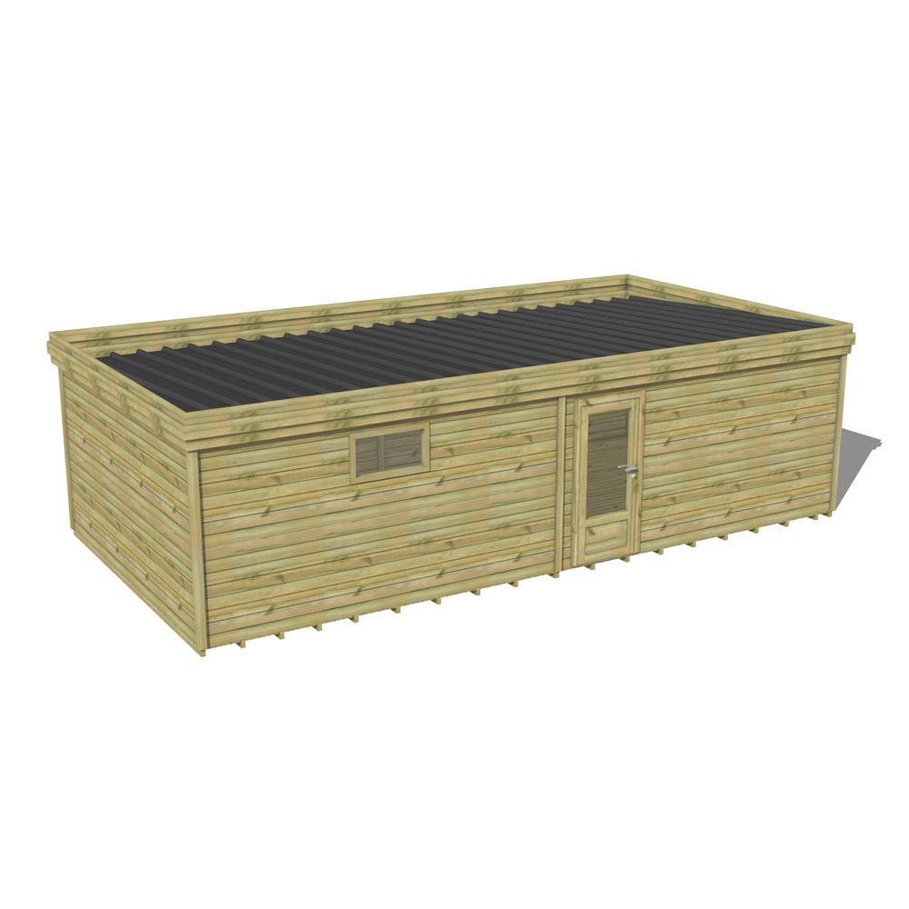 Abri de jardin bois pin traité autoclave 27mm - 8,595x4,34m / 37m2 - bac acier - plancher bois