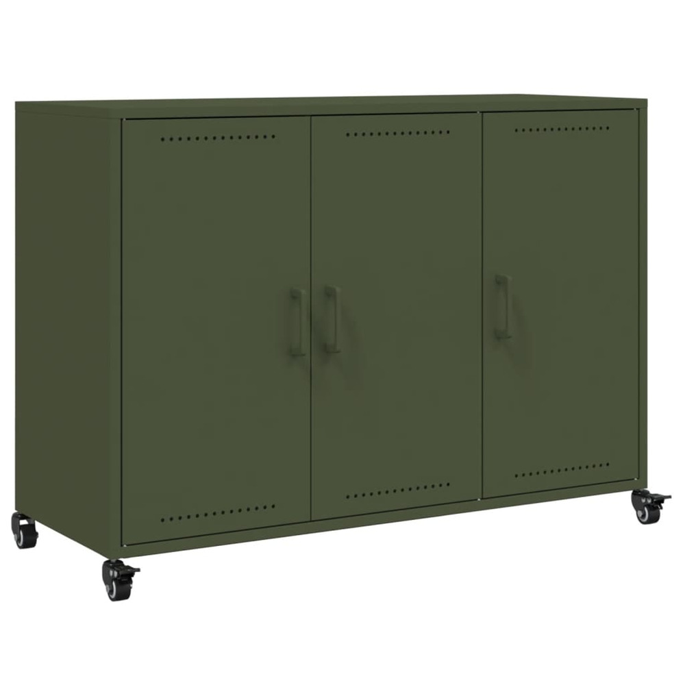 Buffet vert olive 100,5x39x72 cm acier