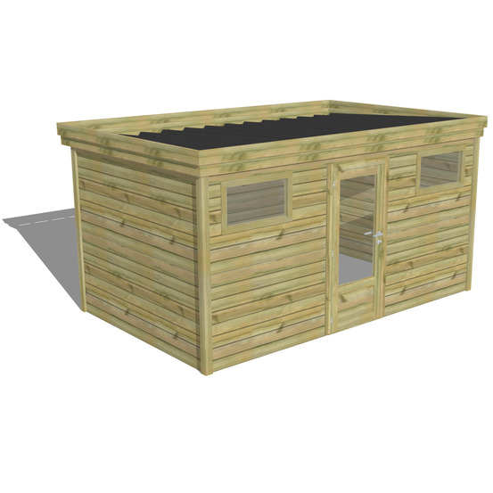 Abri de jardin bois pin traité autoclave 27mm - 4,34x2,64m / 11m2 - bac acier - abri français