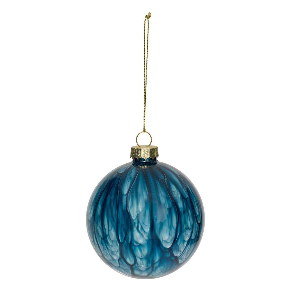Boule verre décor effet marbre d.8cm bleu