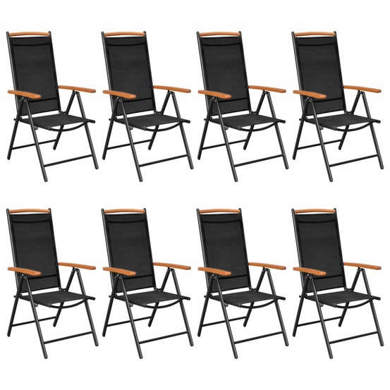 Ensemble à manger de jardin 9 pcs aluminium noir