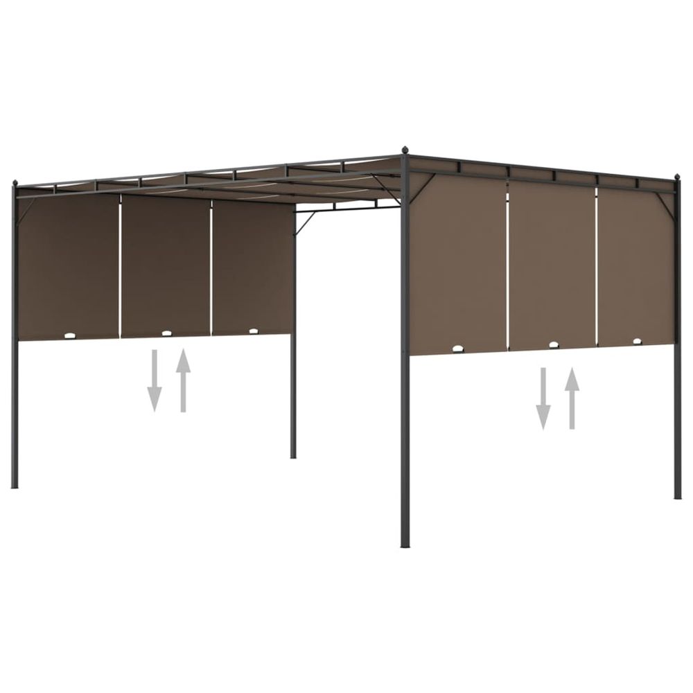 Belvédère de jardin avec rideau latéral 4x3x2,25 m taupe