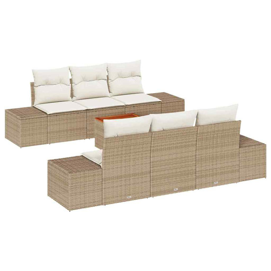 Ensemble de canapé de jardin 7 pcs beige poly rotin