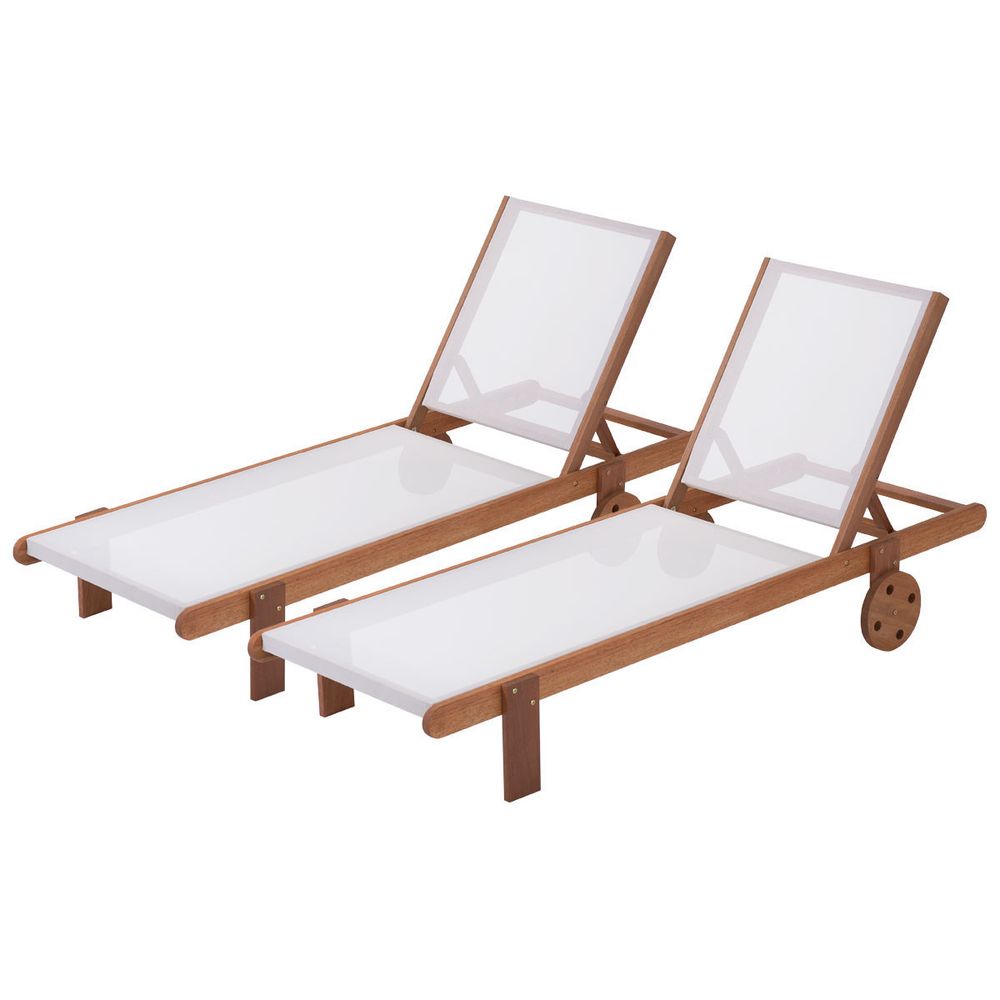 Bain de soleil en bois exotique Saïgon - Maple - Ecru - Lot de 2