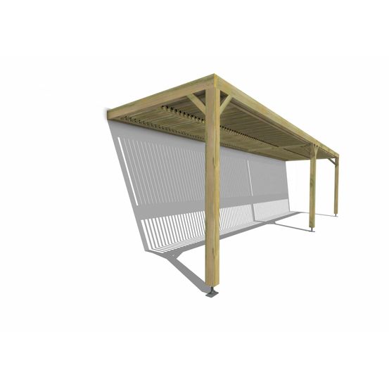 Pergola bois • 9m x 2m • adossée • sens largeur • lames orientables bioclimatiques incluses • livraison comprise