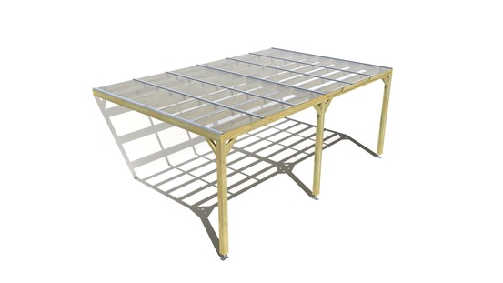 Pergola bois • 6m x 4m • adossée • sens largeur • couverture étanche transparente incluse • livraison comprise