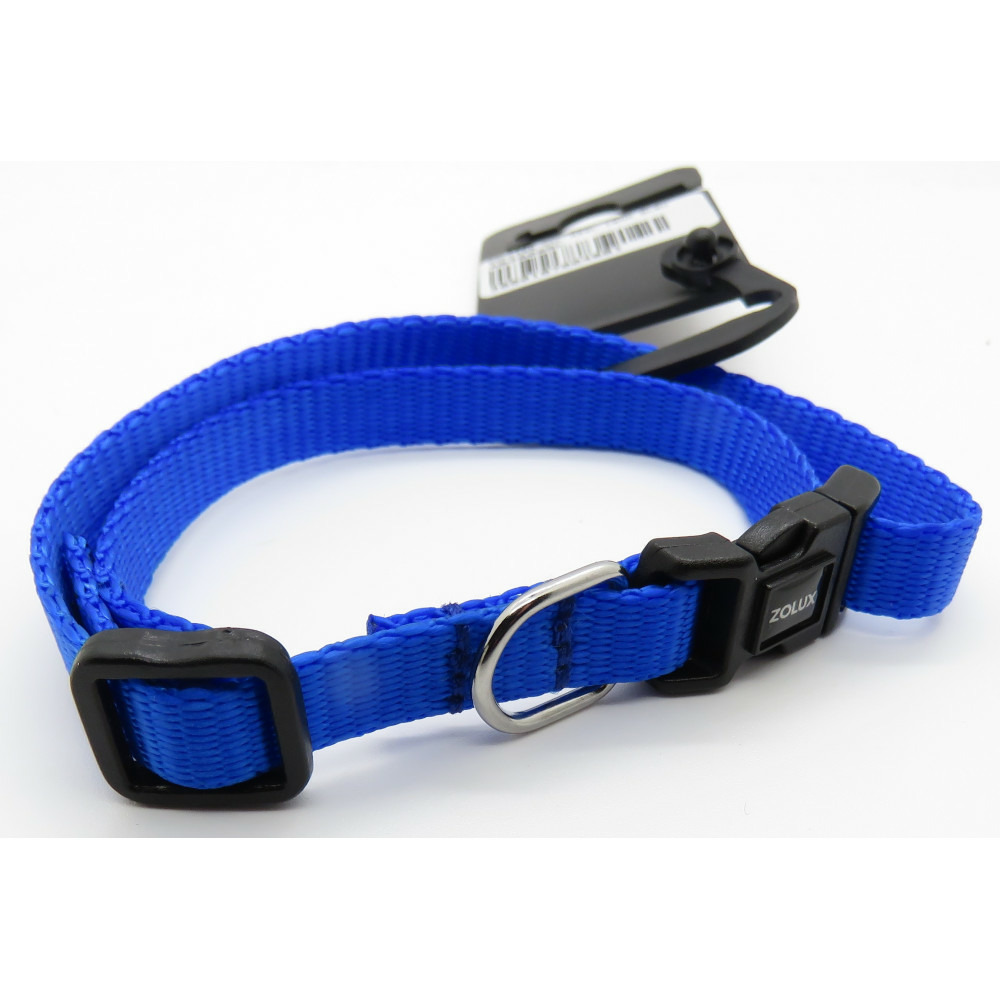Collier nylon 25 - 35 cm x 10 mm bleu pour chien.