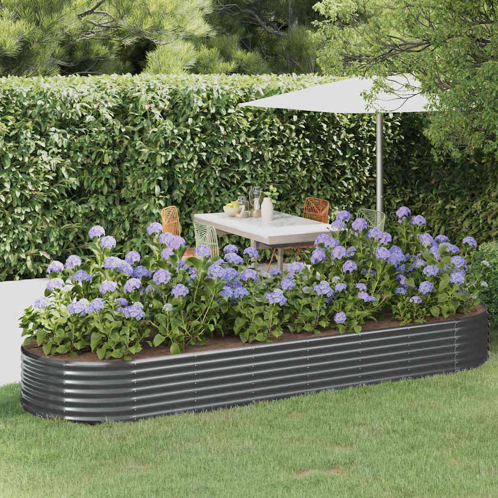 Carré potager acier galvanisé ovale pour jardin potager anthracite 322cm