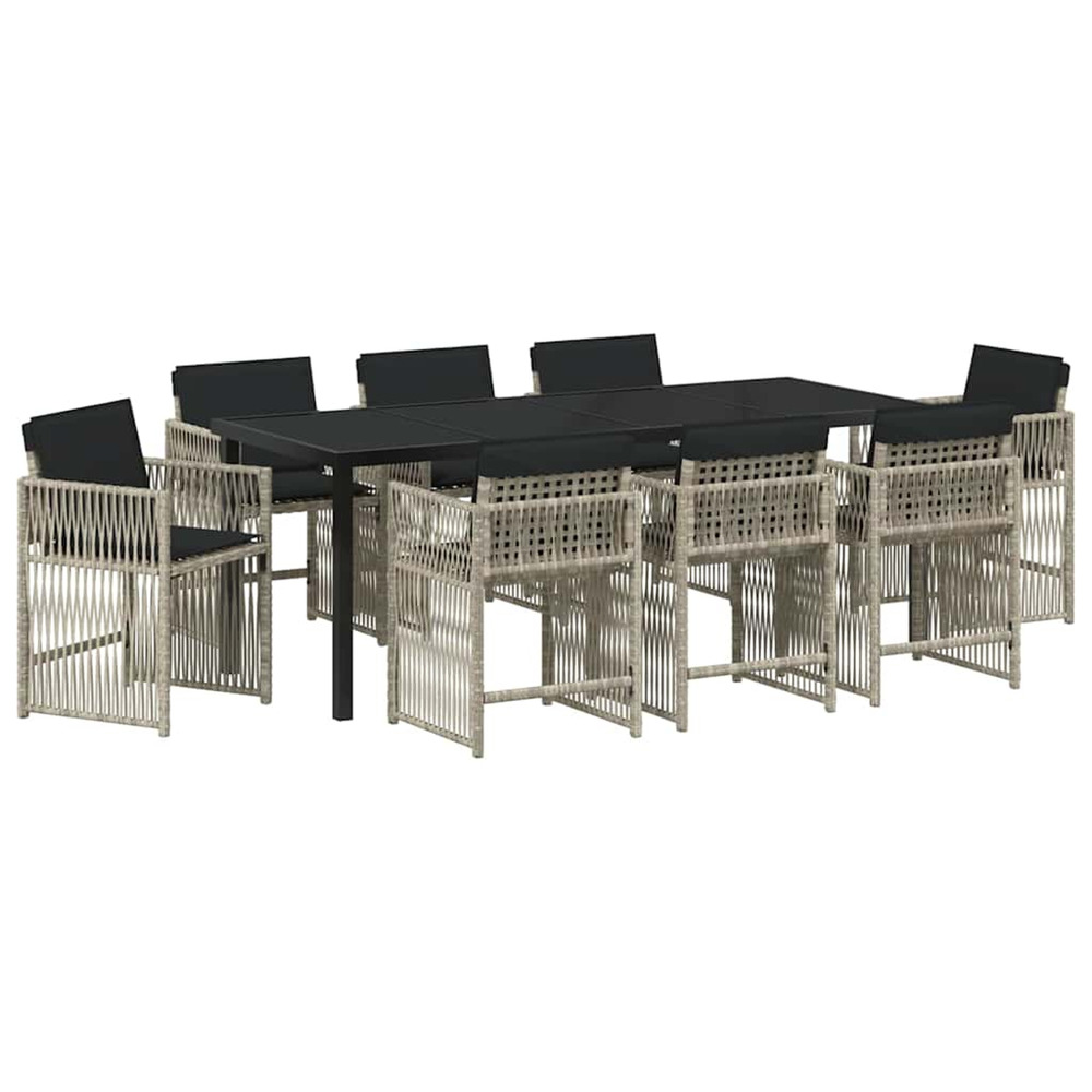 Ensemble de salle à manger pour jardin 9 pcs gris clair