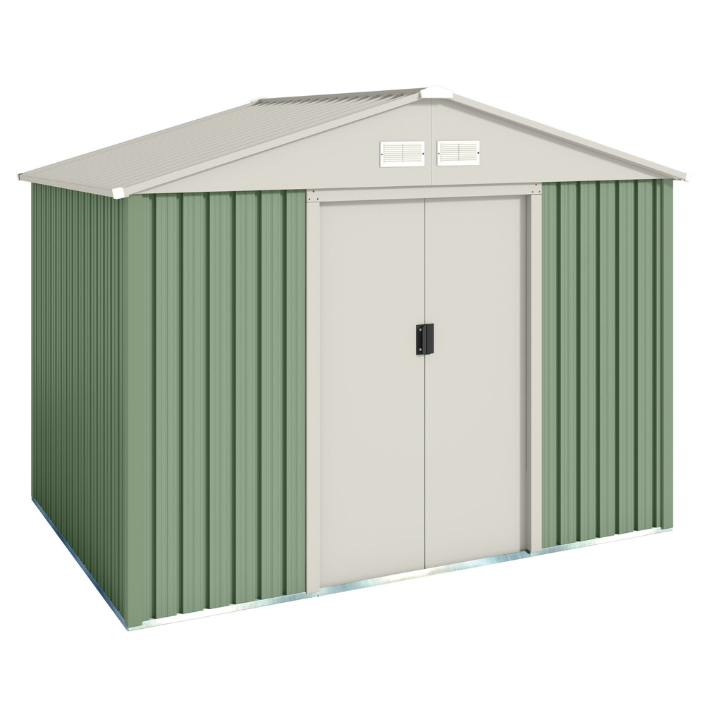 Wasabi - abri de jardin métal 4,72m² gavle – porte coulissante double, grilles de ventilation, rangement