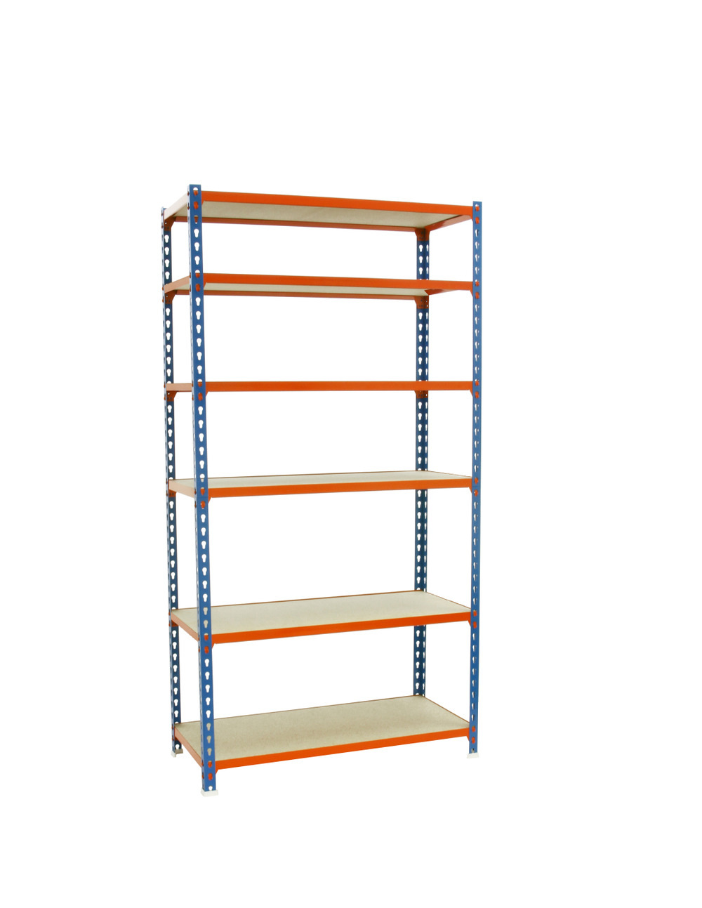 Etagère légère sans vis maderclick megaplus 6/500 2500 bleu/orang/bois bleu/orange/bois 2500x1200x500 - simonrack