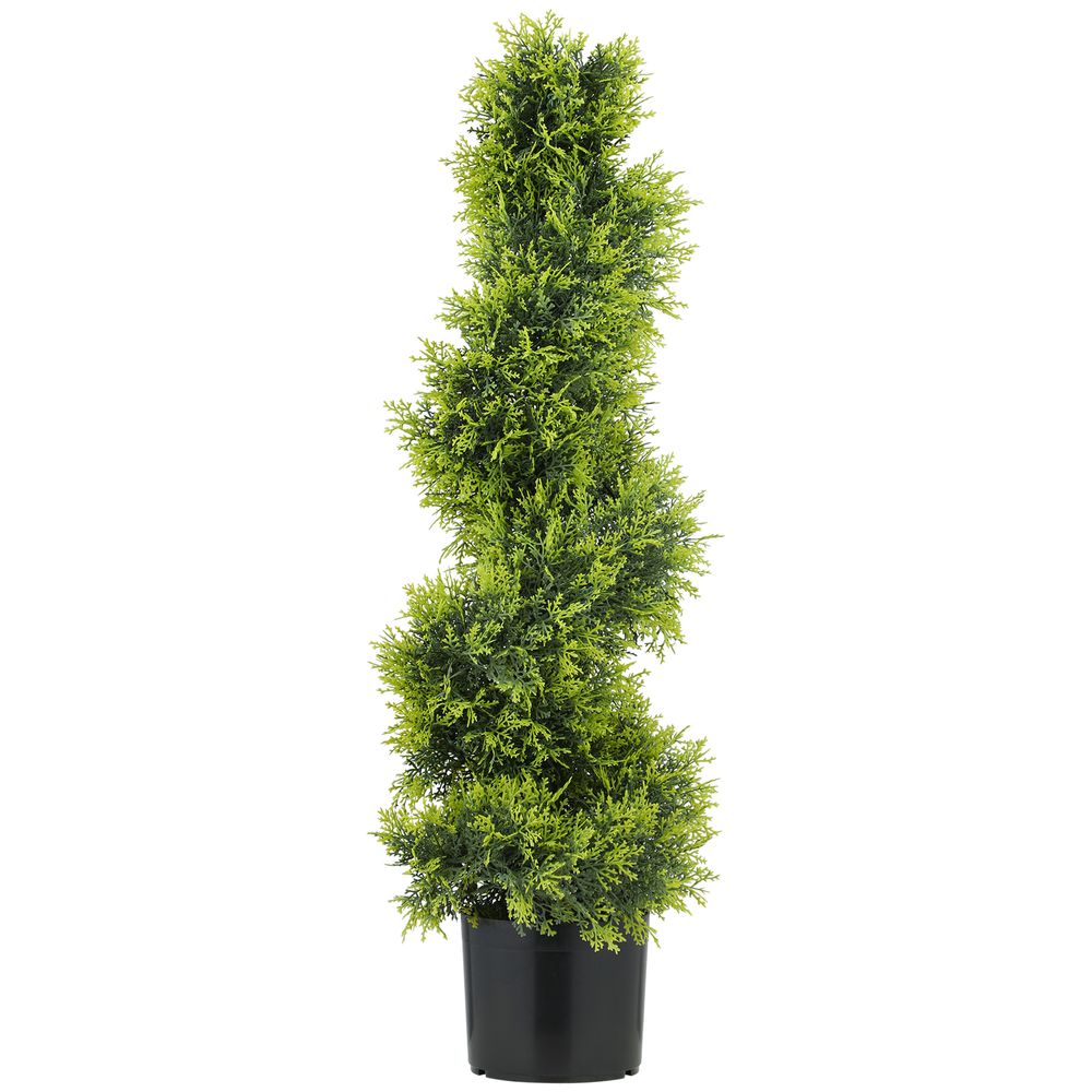 Cyprès artificiel spirale plastique intérieur extérieur zéro entretien 90cm vert