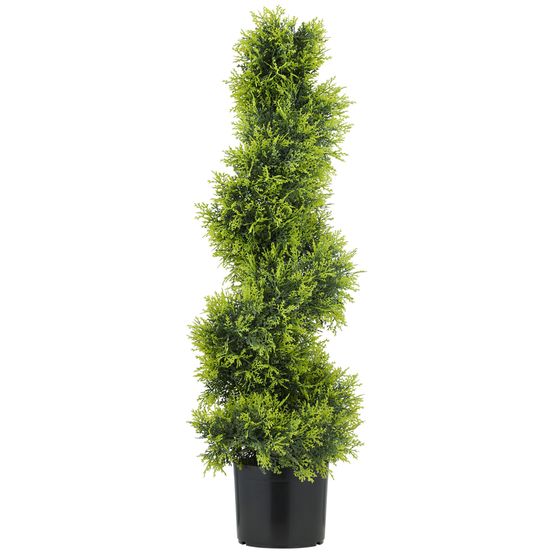 Cyprès artificiel spirale plastique intérieur extérieur zéro entretien 90cm vert