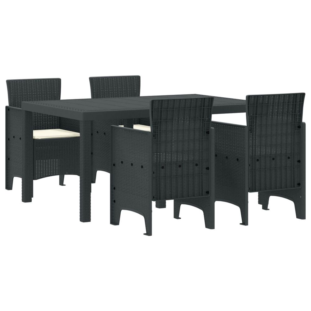 Ensemble de salle à manger pour jardin 5 pc anthracite