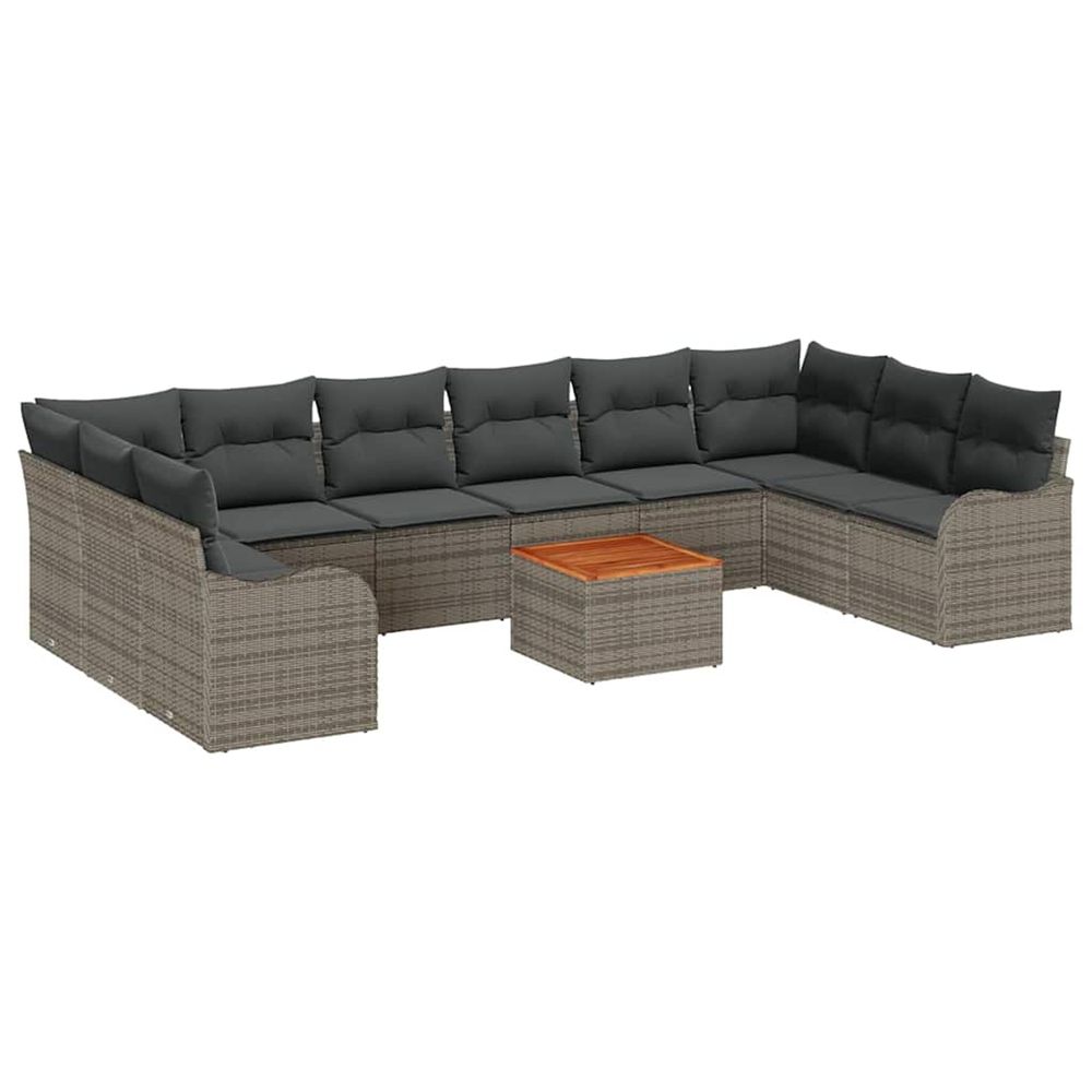 Ensemble de canapé de jardin 11 pc gris polyrotin