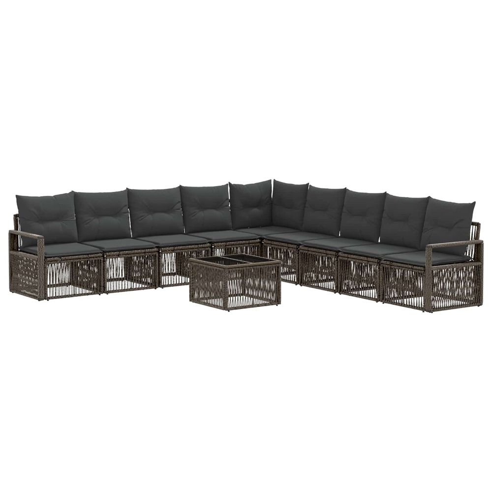 Ensemble de canapé de jardin 10 pc gris polyrotin