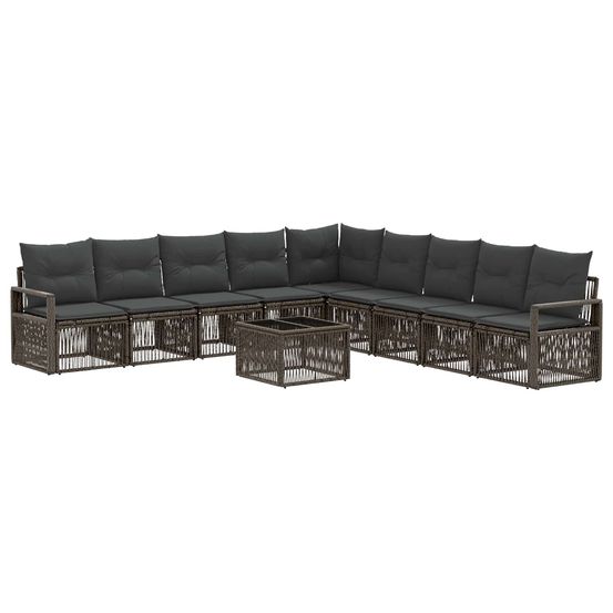 Ensemble de canapé de jardin 10 pc gris polyrotin