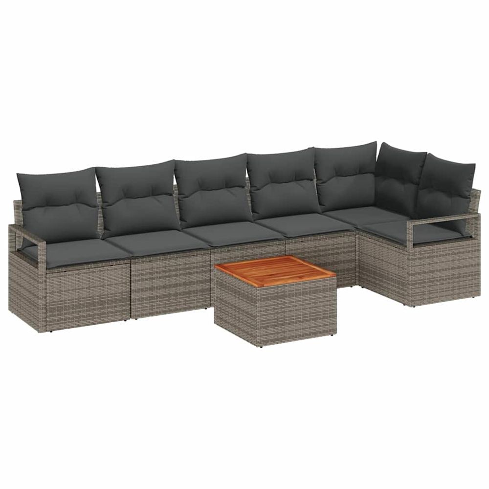 Ensemble de canapé de jardin 7 pc gris polyrotin