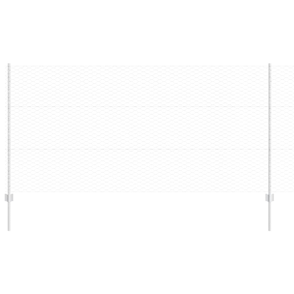 Clôture avec poteau argenté 1,2 x 25 m acier